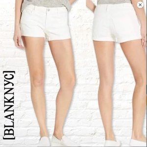 NWT BLANK NYC Womens The Fulton Roll Up Denim Jean Shorts White Mid Rise Size 24